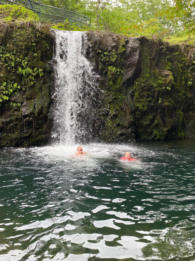 Kids in Waterfall