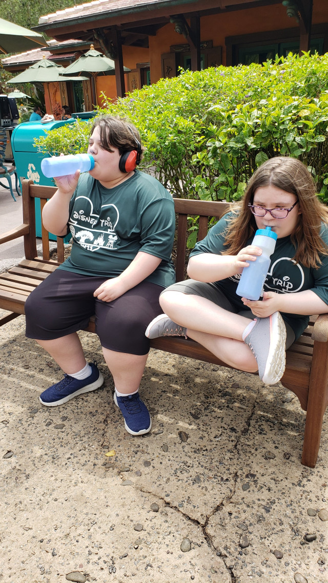 Sydney and Brother drinking