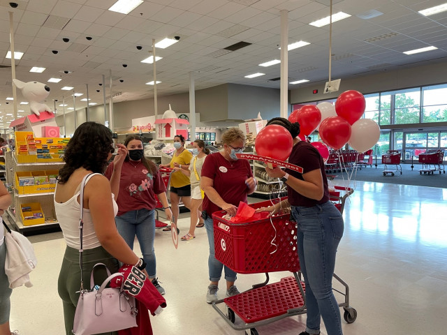 Ollivia in Target with Madison Masked