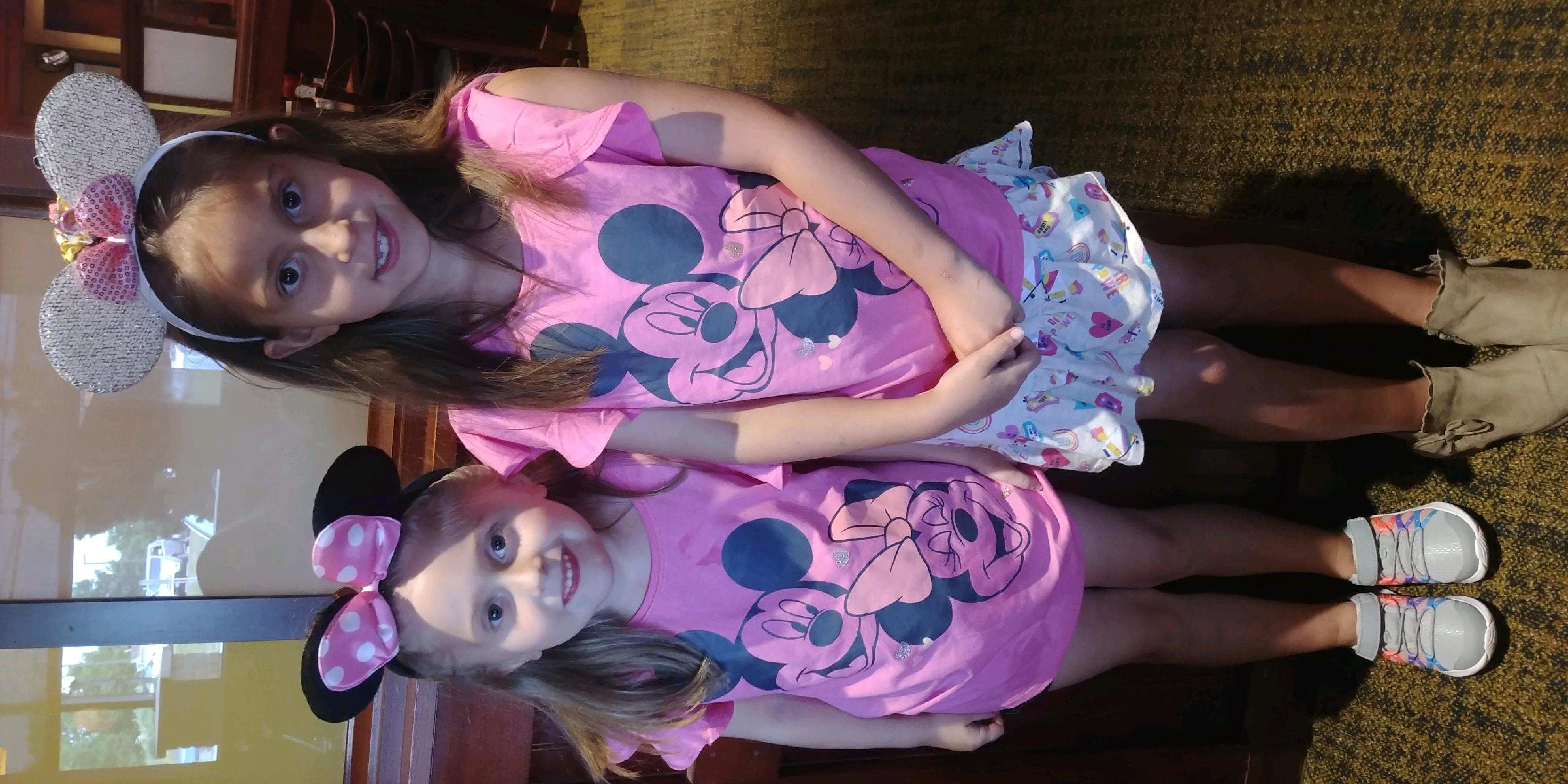 Melina and Sister w Mickey Mouse Outfits