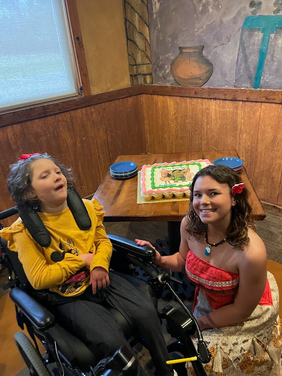 Moana and Charlotte with Cake