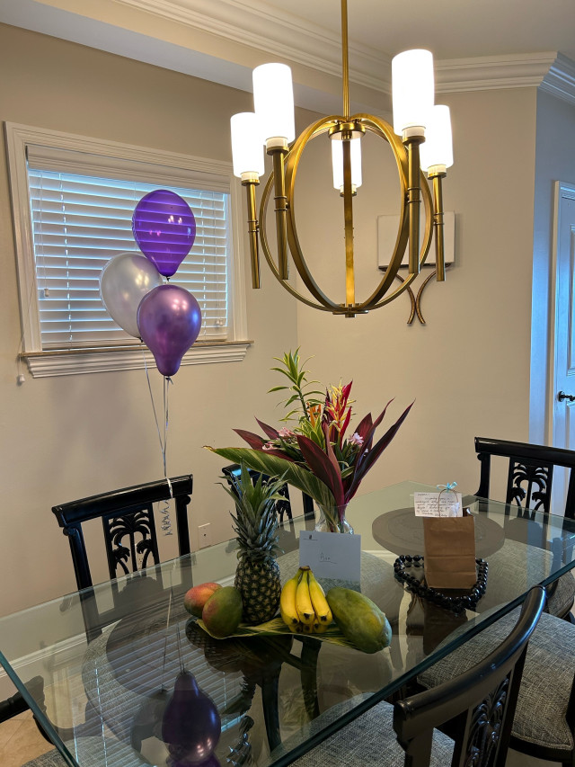 St Thomas Hotel Room w Purple Balloons