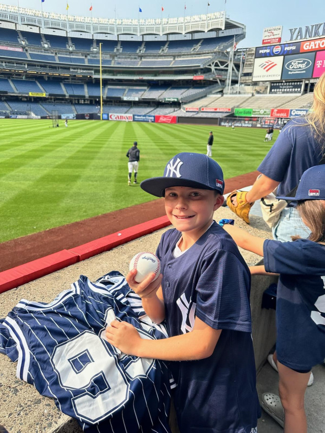 Daniel with ball at batting practice