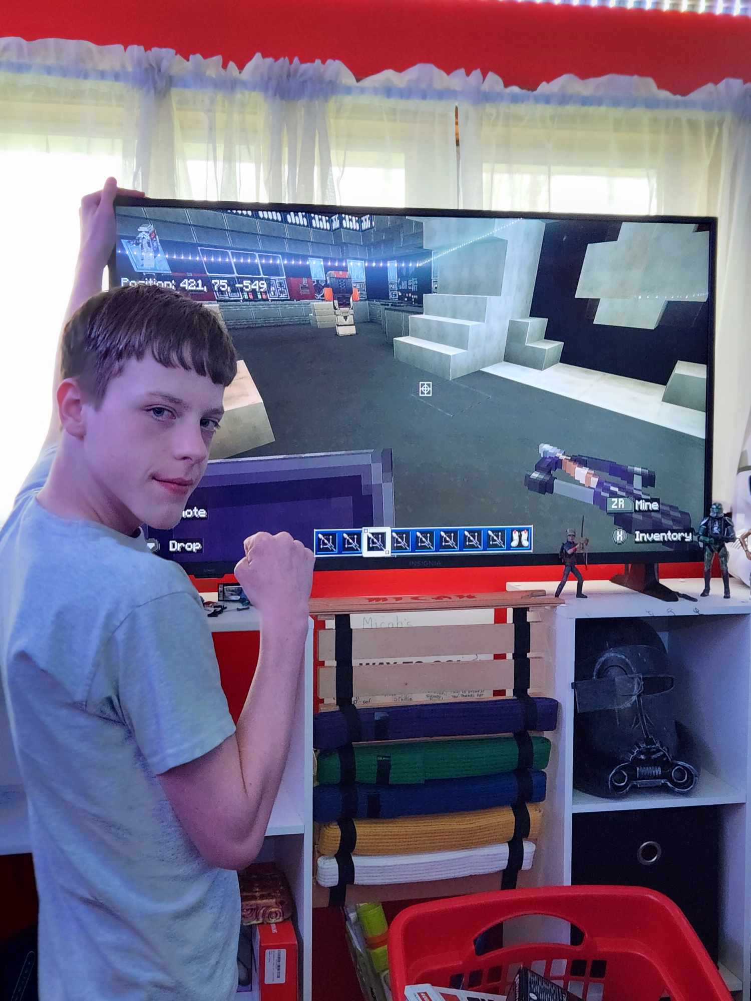 Micah with TV