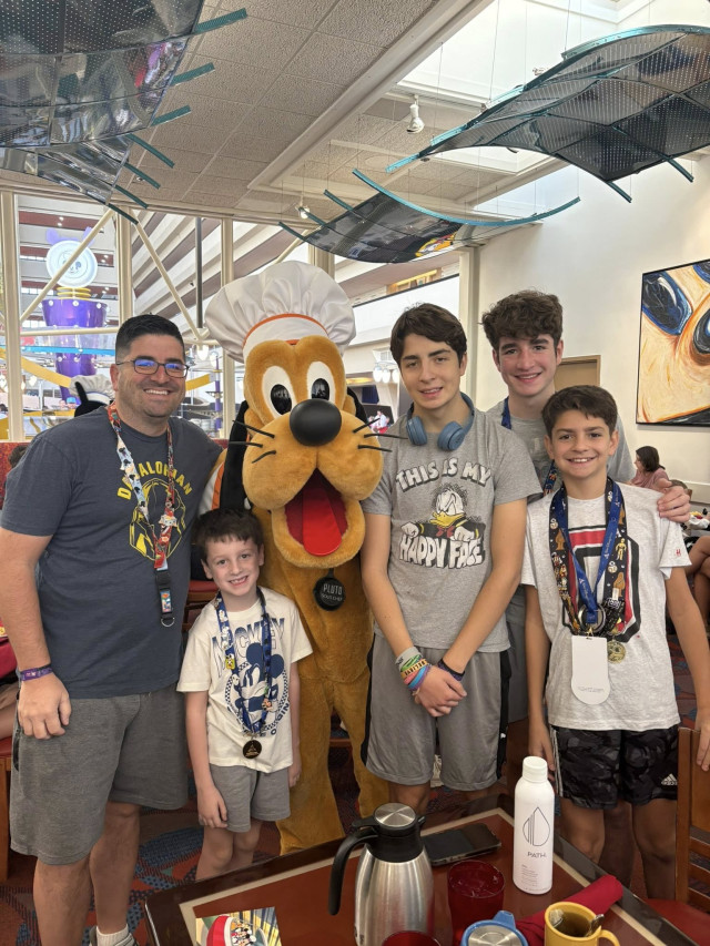 Boys with Dad and Pluto