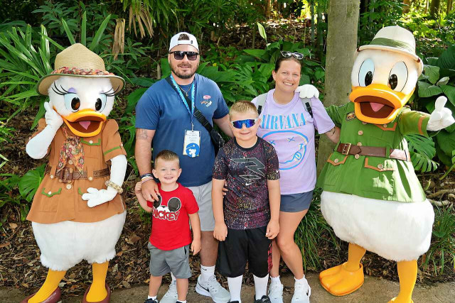 Miles Barnes Family with Donald and Daisy Duck